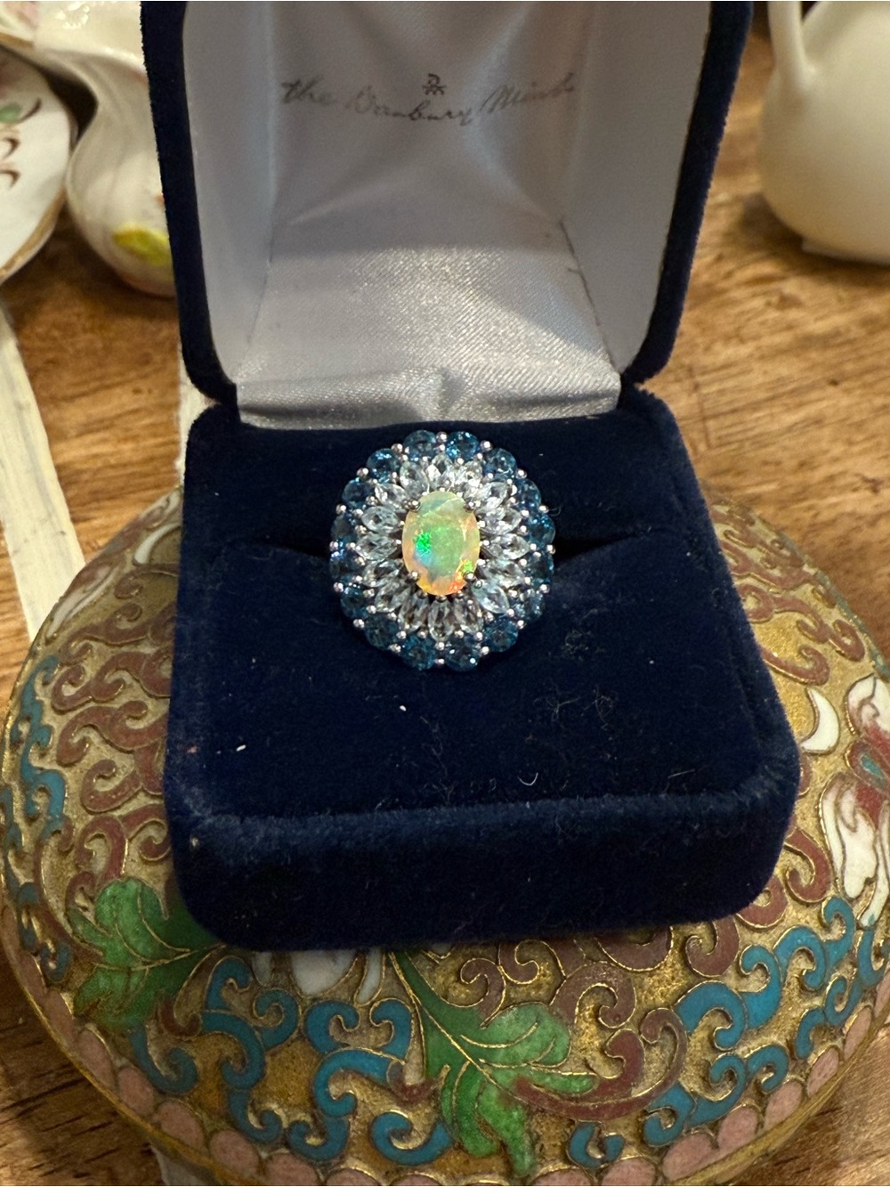 Opal Halo Statement Ring in Blue and Green